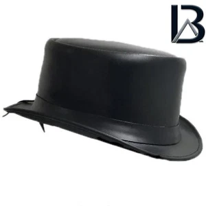 El Dorado Leather Top Hat Classic Gothic Band Steampunk Deadman Biker Top Hat - Picture 1 of 4