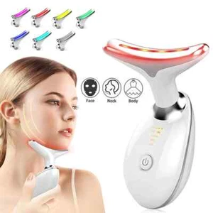 7 Colours Neck Face Lifting Massager Skin Tighten Device LED Anti Beauty Wrinkle - Picture 1 of 8