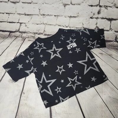 Converse All Star Girls 8-10yr S Cropped Top 128-140 cm Black with Silver Stars - Image 1 of 4