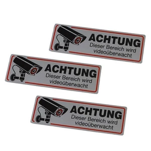12 x 4 cm Stainless Steel Video Signs 4PCS for Indoor and Outdoor Surveillance - Afbeelding 1 van 10