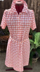 vintage Scooter dress Size 18 Fab Pink And White Checked Mod 42” Hips - Picture 1 of 10