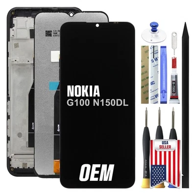 LCD显示屏触摸屏数字化仪框架组件适用于诺基亚 G100 N150DL TA-1430 — 第 1/2 张图片