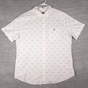 Camisa Vineyard Vines Para Hombres XLT Blanca Palmera Hamaca Estampado Bolsillo Abotonado - Imagen 1 de 9