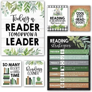 6 carteles de lectura de granja para decoraciones de biblioteca de aula para escuela -... - Imagen 1 de 8