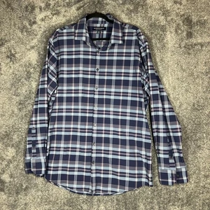 Mizzen and Main Shirt Mens XL Trim Fit Purple Blue Plaid Performance Stretch - Picture 1 of 9