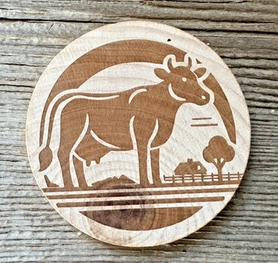 Wooden Nickel Geocoin-Rustic Farm Cow - Image 1 of 2
