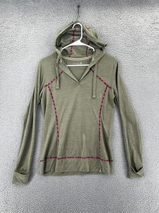 Smartwool Pullover Hoodie Jacket Womens Small Green Pink Trim Merino Wool Blend - Picture 1 of 14