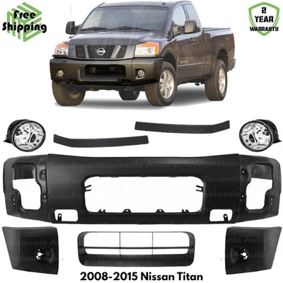 Front Bumper Paintable Steel & Fog Lights Kit For 2008-2015 Nissan Titan Foto 1 de 4