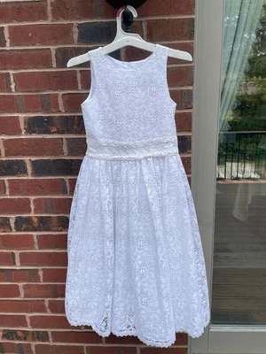 Nuevo sin etiquetas Vestido Us Angels Blanco Encaje Calce y Acampanado Niña Talla 8 Forrado Midi Comunión Fiesta Foto 1 de 4