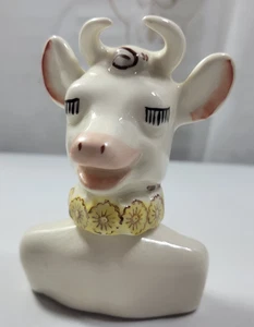 VTG Borden's Elsie the Cow Head 2-Piece Stacker Salt & Pepper Shakers OG Corks - Picture 1 of 9
