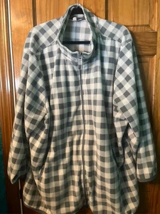 Woman Within Fleece Jacket Plus Size 4X 34-36 Gray/White  W/ Pockets  Full Zip - Picture 1 of 2