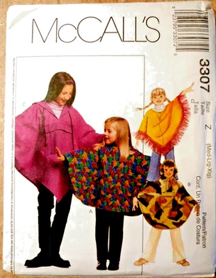 McCall's Sewing Pattern 3307 Girls 7-8-10-12-14-16 Girl's Poncho & Pullon Pants - Image 1 of 4