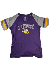 47 Brand LSU Tigers Women’s Medium V-Neck Shirt Purple Gold NCAA CWS Baseball - Picture 1 of 5