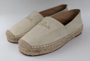 CELINE Paris Womens Canvas Espadrilles in Ivory Size 37 EU | 7 US | 4 UK - Picture 1 of 13