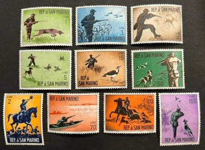 Travelstamps: 1962 San Marino Stamps Scott #529-538 “Modern Hunting” MNH OG - Изображение 1 из 4