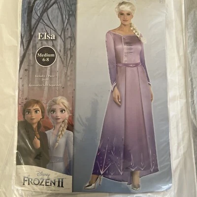 Adult Frozen 2 Disney “ELSA” Halloween Costume Long Dress, Size Adult Medium 6-8 - Image 1 of 4