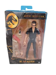Jurassic Park Amber Collection Dr. Ian Malcolm Figure + Accessories MATTEL NIB - Picture 1 of 14