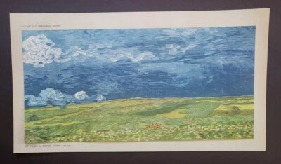 Litografía offset montada Vincent Van Gogh "Fields In Rising Storm" 1936 Foto 1 de 2