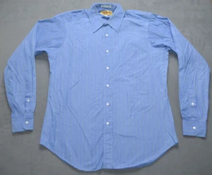 Paul Stuart Mens 15.5/36 Long Sleeve Italy Button Up Shirt Blue Striped USA - Picture 1 of 9