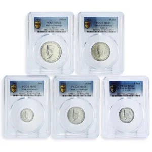 Indonesia Riau Arch. 1 5 10 25 50 sen Set Sukarno MS63 PCGS aluminum coins 1962 - Picture 1 of 12