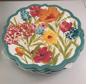 The Pioneer Woman Melamine Sunny Days/Aqua 10 3/4" Dinner Plates Set of 6 - Picture 1 of 1
