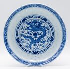 Chinese Saucer Blue & White Bat Dragon Republic Porcelain Wan Yu Mark 20th C. #8