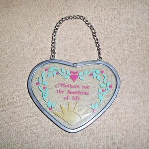 Placa de pared de colección CORAZÓN DE VIDRIO CON PLOMO estampada (LAS MADRES SON EL SOL DE LA VIDA) - Imagen 1 de 2