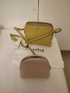 Furla Camelia Zipped Crossbody Bag Lime/Gold with pouch inside 100% Authentic - Picture 1 of 8