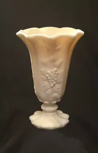 Westmoreland Grapevine Almond Satin Custard Glass Vase, Midcentury - Picture 1 of 9