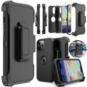 For iPhone 11 12 13 Pro Max XR Shockproof Case Rugged Hard Cover+Stand Belt Clip - Picture 1 of 71
