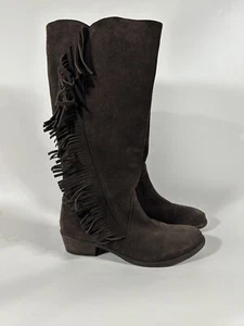 Roper On The Fringe Womens Sz 7.5 Western 15 inch Brown Suede Tall Boots READ - Picture 1 of 10