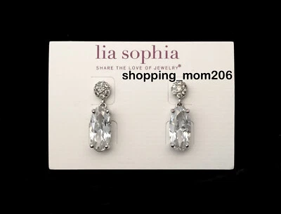 Lia Sophia "Moon Rock” Silver Tone w/Total CZ wt. 7.2ct. Earrings - Image 1 of 3