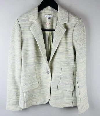 Blazer CABI para mujer talla 8 chaqueta tejida con un botón gris amarillo tweed limón nuevo sin etiquetas Foto 1 de 4