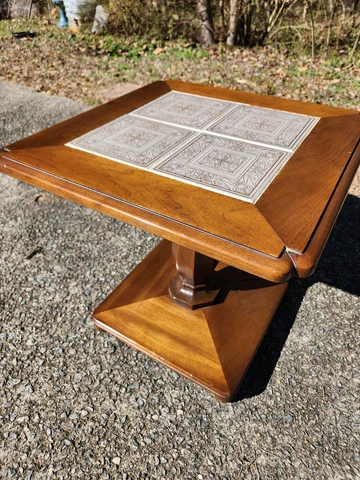 Vintage Mid-Century Art Deco Tiled French Accent Pedestal Table by Drexel Cover