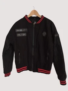 Philipp Plein Men's Bomber Jacket – Black with Red Details – Size L - Picture 1 of 6
