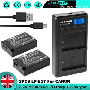 2× 1300mAh LP-E17 Battery & Charger For Canon EOS 750D 760D 77D 800D REBEL SL2 - Picture 1 of 11