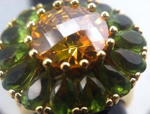 Anello firmato UNCAS multicolore zirconi fiore argento sterling oro vermeil misura 7 - Foto 1 di 12
