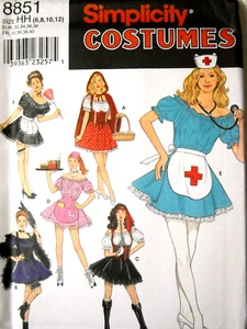 Simplicity 8851 Sexy Nurse Maid Ridding Hood Costume size 6-12 Sewing Pattern - Picture 1 of 2