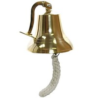 Nautical 6" Golden Wall Hanging Brass Bell Medium Gold Color Boat Maritime Decor