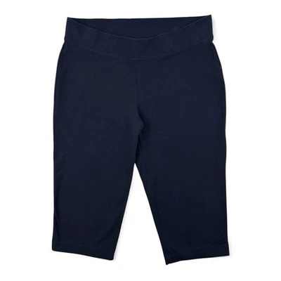 Lands’ End Pull On Capri Pants Starfish Knit Black Womens Large Petite - Image 1 of 4