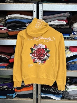Sudadera con Capucha Para Mujer Ed Hardy Estilo Y2K Cremallera Completa Logo Grande Color Amarillo Talla XL Foto 1 de 4
