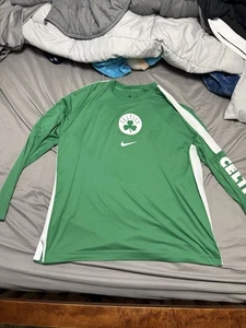 Camicia Boston Celtics Nike Uomo XL Verde Manica Lunga Dri Fit Allenamento Tiro - Foto 1 di 8