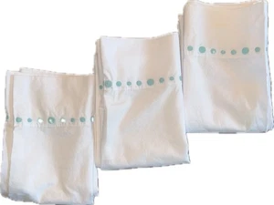 Garnet Hill Pillowcase Set Of 3 Standard Size Blue Teal Polka Dots Solid White - Picture 1 of 9