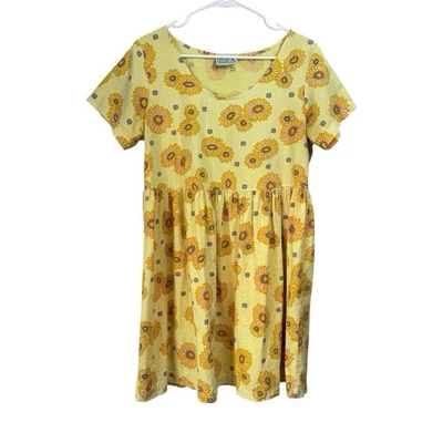 Vestido Vintage Fresh Produce Talla Mediana Manga Corta Floral Girasol Boho Foto 1 de 4
