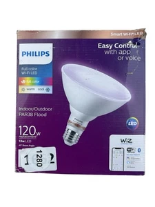 Philips Smart Wi-Fi Connected LED Floodlight Light Bulb Dimmable PAR38 120W NOB - Picture 1 of 4