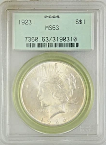 1923 Peace Silver Dollar MS63 PCGS - Picture 1 of 2