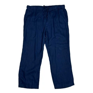 Charter Club Navy Blue 100% Linen Pull On Drawstring Wide Leg Relaxed Fit Pants - Picture 1 of 8