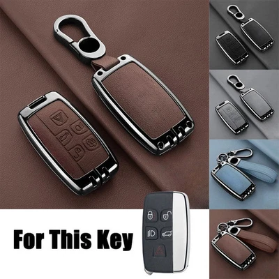Zinc Alloy Leather Car Smart Key Fob Cover Case Holder For Jaguar XF XJ XJL XE - Image 1 of 4