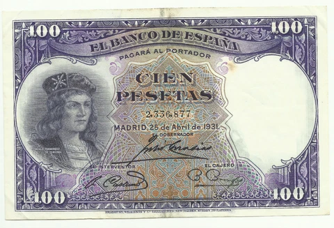 SPAIN 100 PESETAS 1931  P 83.  XF CONDITION.  5RW 29AGO Cover