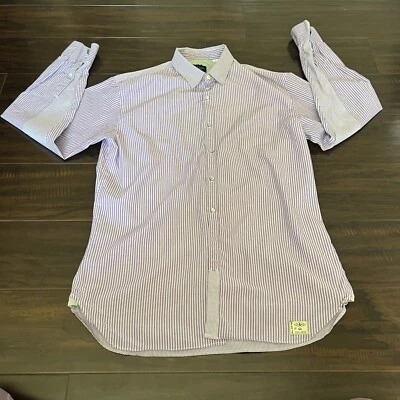Camisa Paul Smith Jeans Para Hombre Mediana Calce Ajustado Púrpura Rayas Abotonada Foto 1 de 4